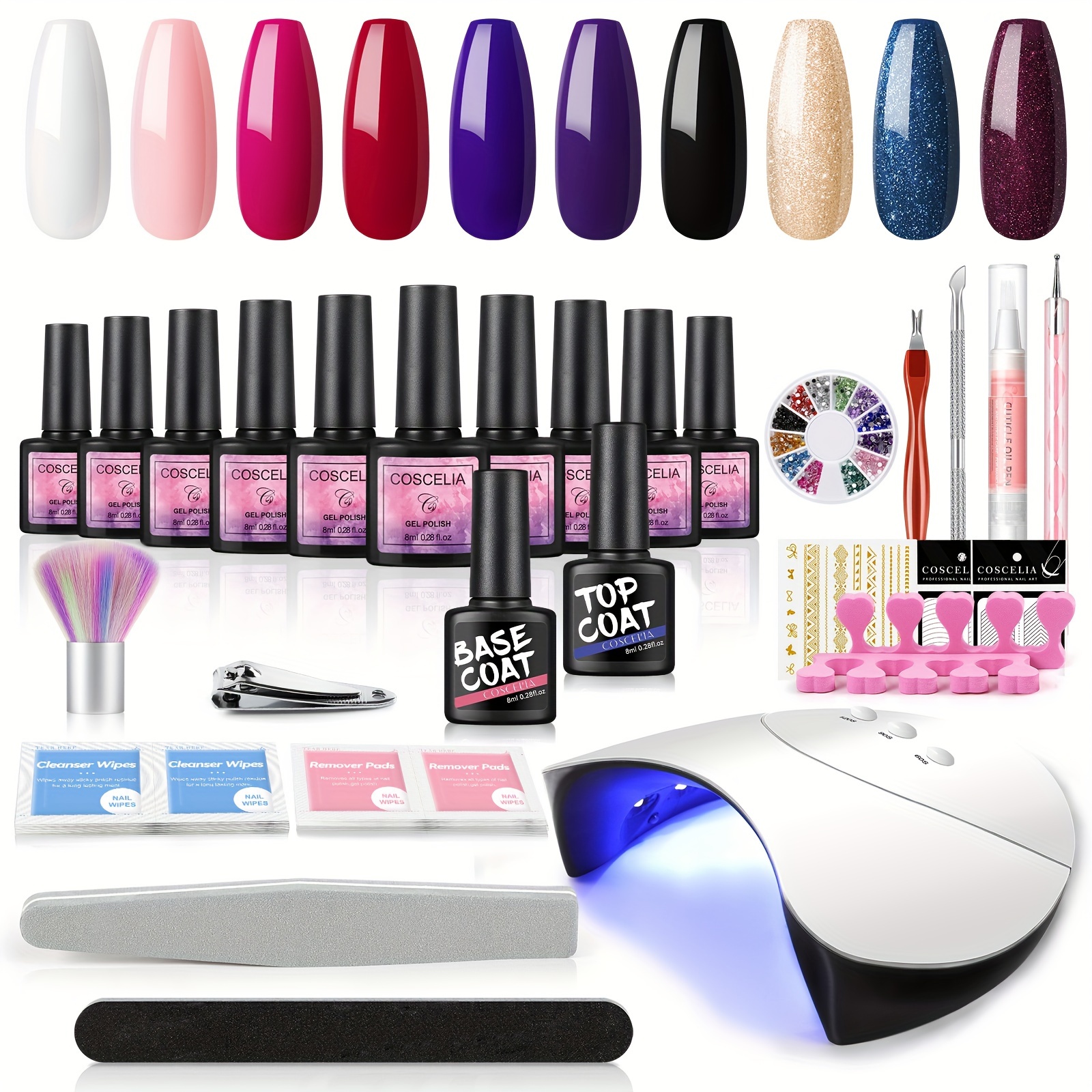 

Gel Nail Polish Kit With U V Light 10 Color Gel Nail Kit With Top Base Coat Nail Dryer Nail Rhinestone Manicure Tools All-in-one Nail Art Starter Kit For Salon Beginner Home Diy