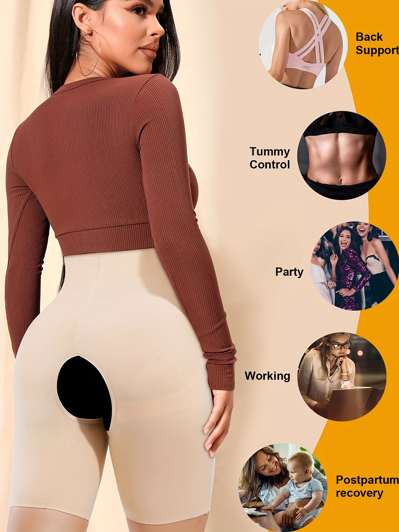Shaping garments can control the tummy and lift the buttocks, and