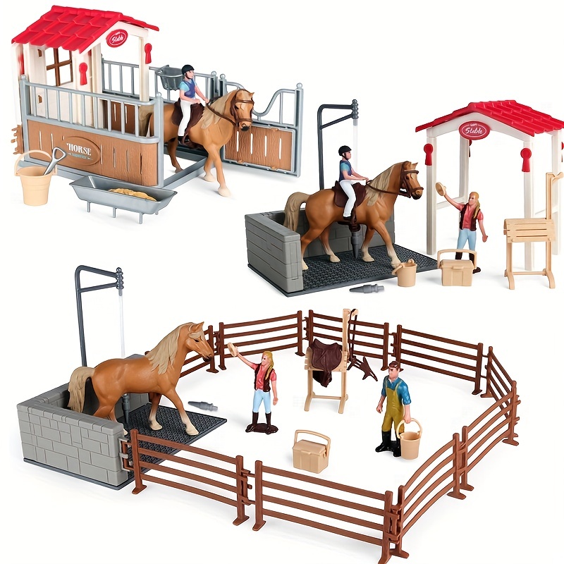 

Farm Ranch Toys Stable Doll Playset Horse Club With Rider Stable Enclosure Horseback Riding Doll Animal Playset Gifts For Girls And Boys Christmas Day Gifts Children's Play House Toys La Ferme