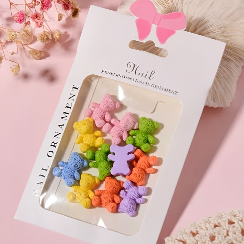 Kawaii 20pcs Nail Charms Kawaii Pink Cartoon Donut Ice Cream Bear