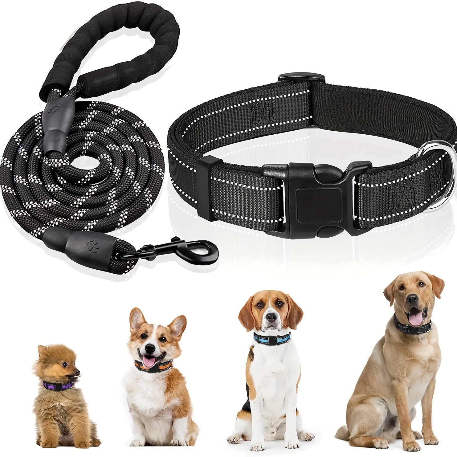 Adjustable Dog Collar & Leash Set for Small-Medium Dogs