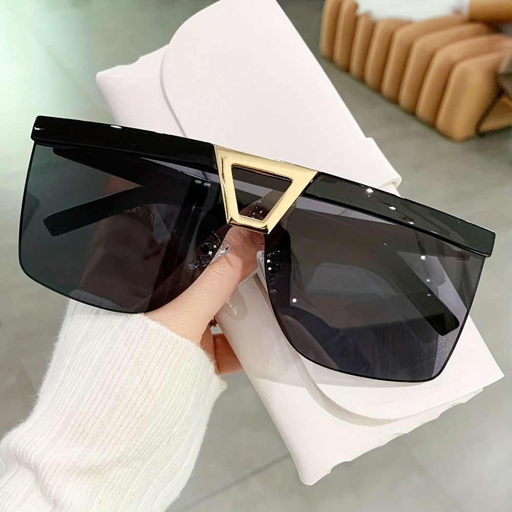 Oversized Semi Rimless Sunglasses For Women Men Y2k Gradient Lens