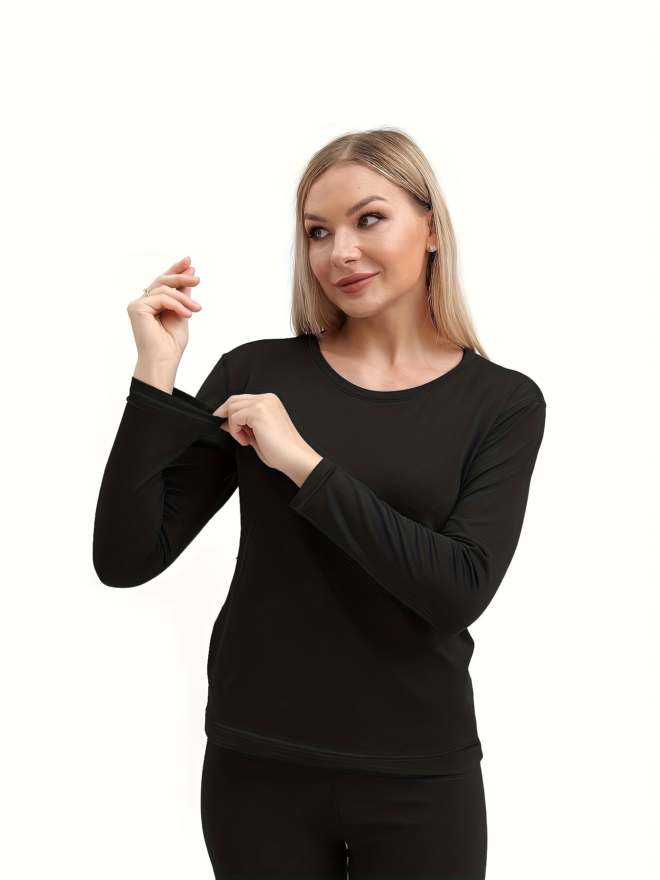 Super Soft Thermal Sports Sets Solid Color Warm Long Sleeve - Temu Canada
