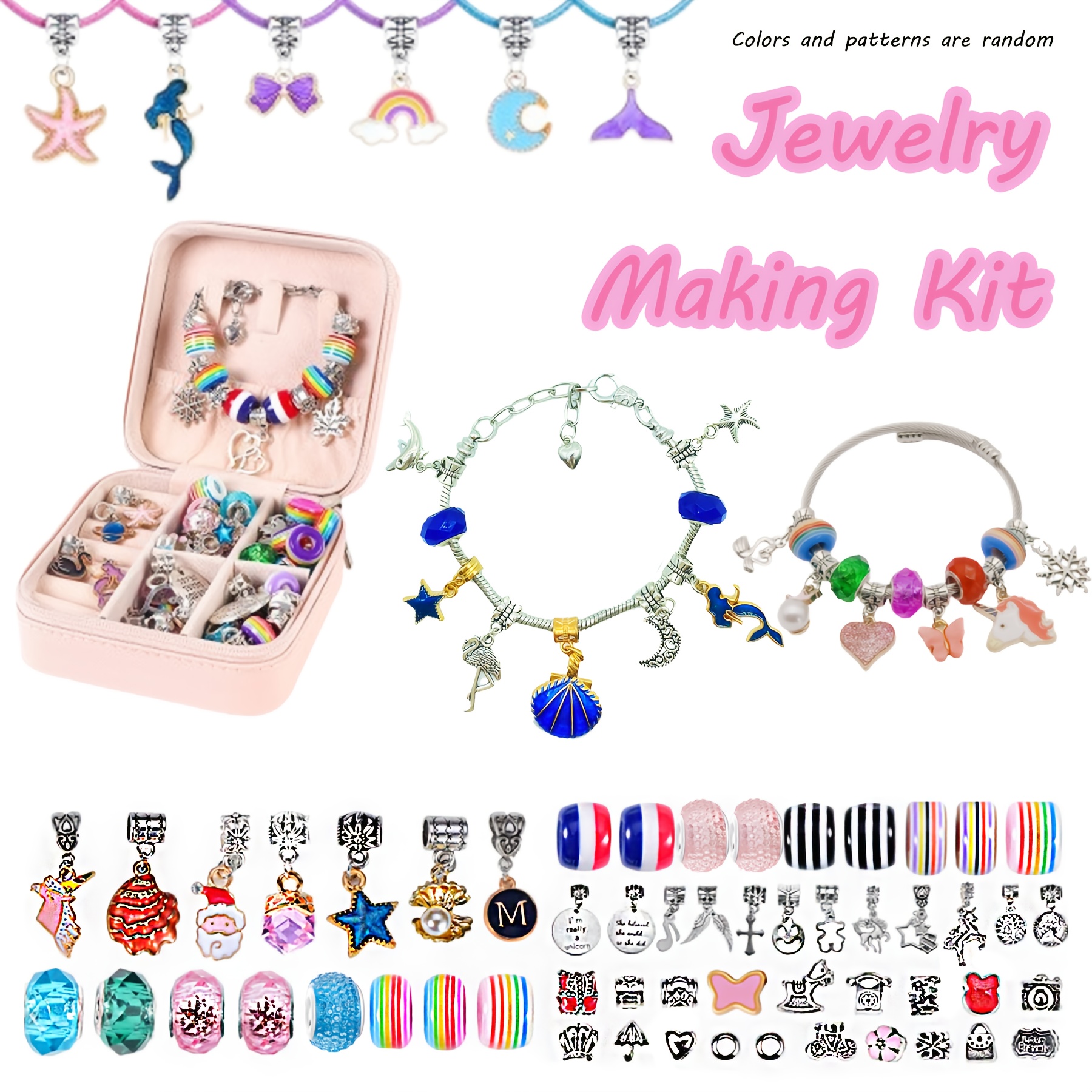Charm Bracelet Making Kit for Girls 115PCS Jewelry Making Kit with Beads  Jewelry Charms String Necklace Bracelets for DIY Craft Valentine's Day  Jewelry Gift for Teen Girls Age 8-12. New Bracelet Kits