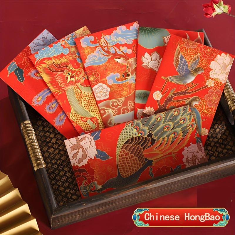 6 Pcs Chinese Red Packets Golden Patterns, Hong Bao, Red Envelopes For  Chinese New Year, Lucky Money Packet - Gift Boxes & Bags - AliExpress