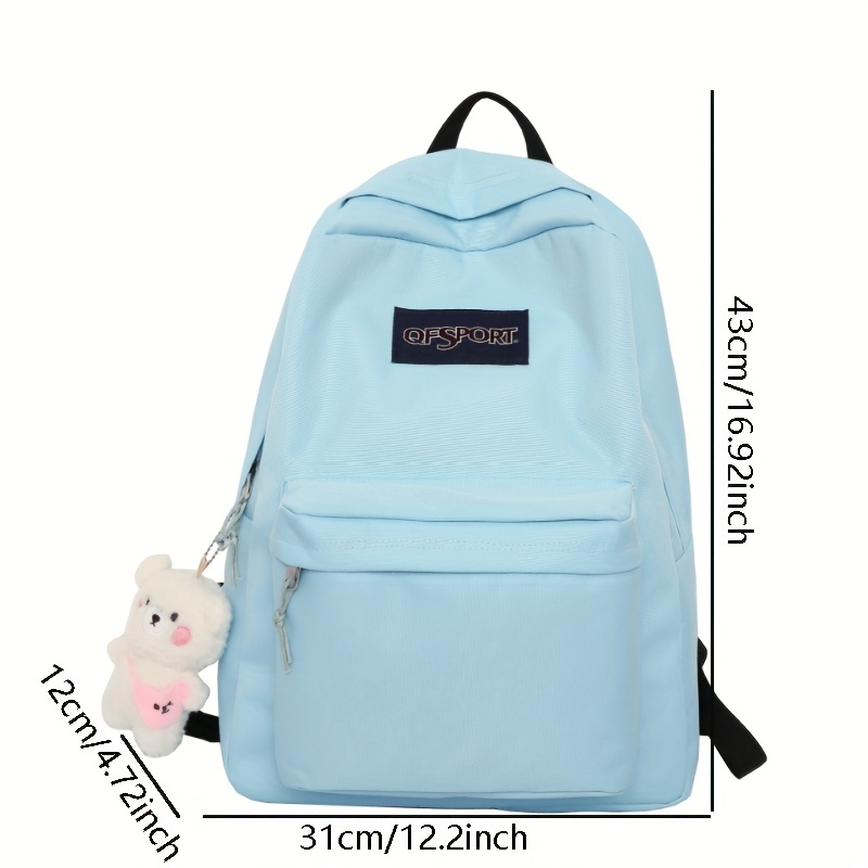 Plain Blue Girls Backpack College Bag