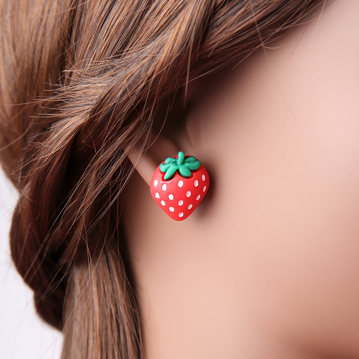 Cute Strawberry Design Dangle Earrings Simple Style Resin - Temu