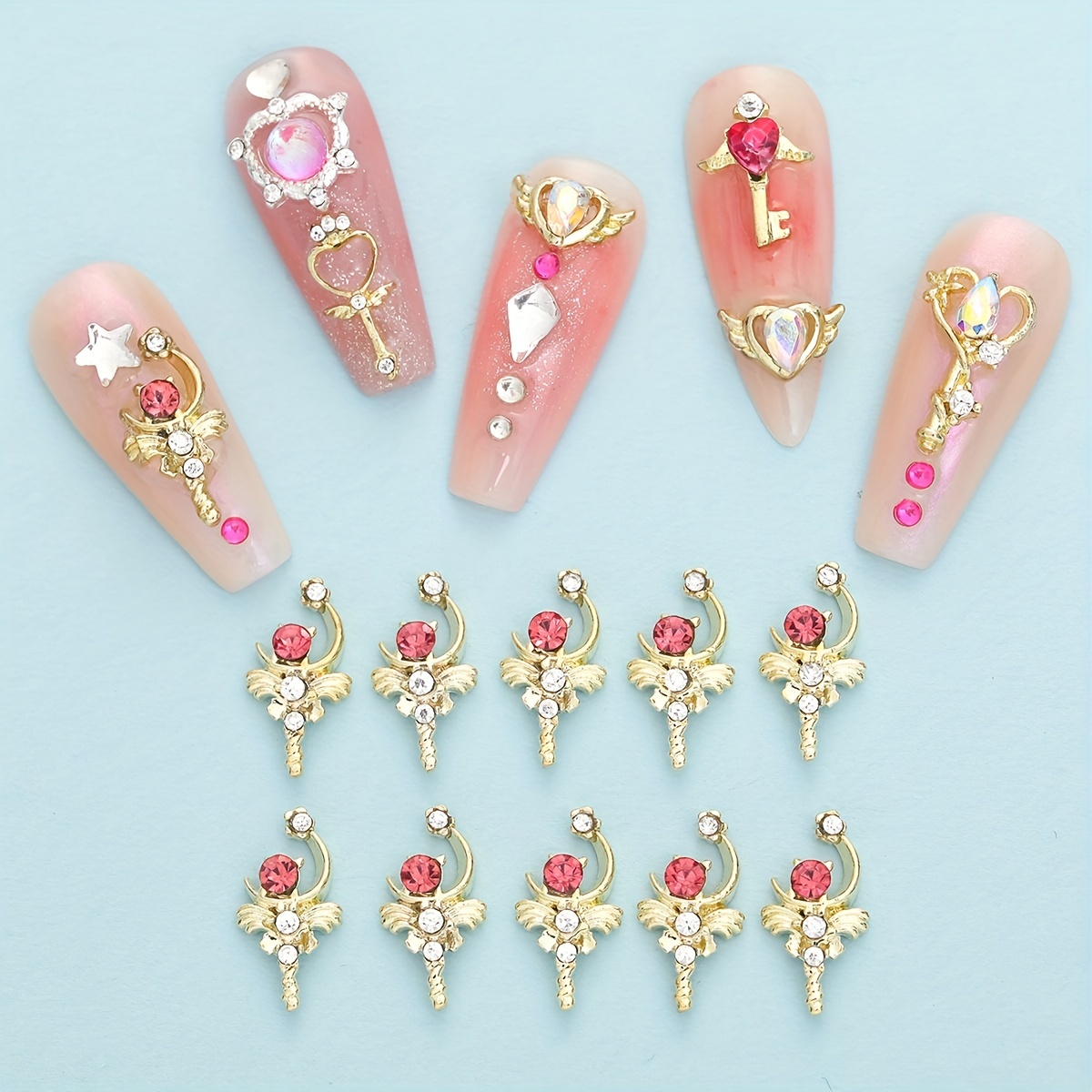 3D Dangle Nail Art Charms Alloy Moon Star Constellation Mixed