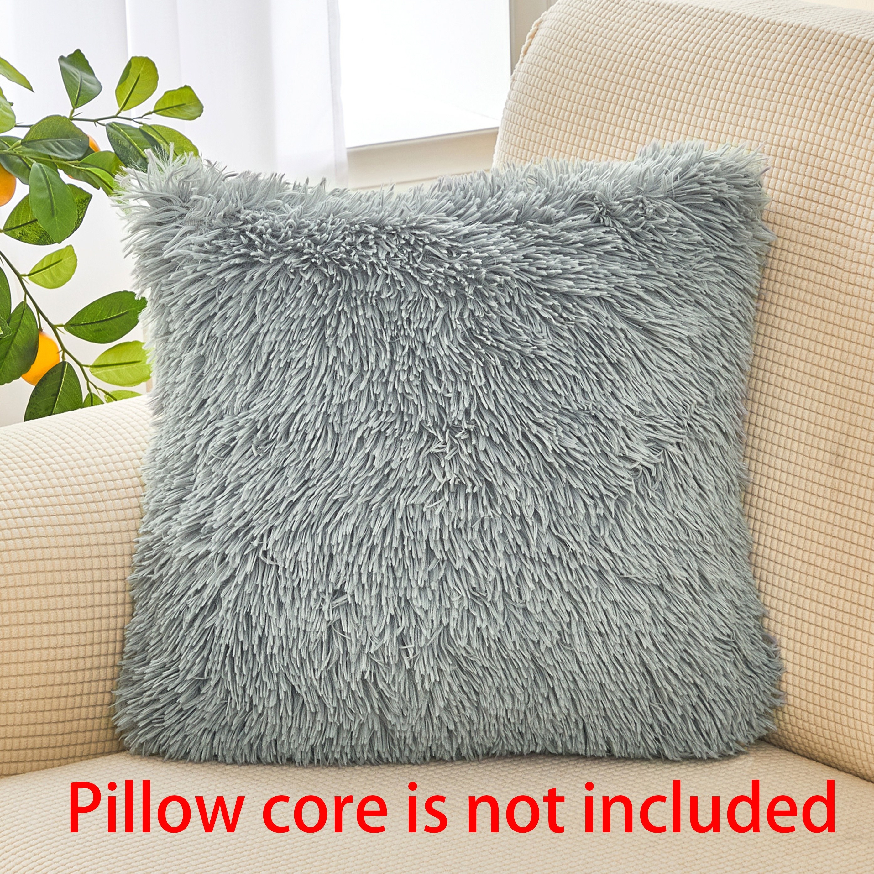 Very Soft and Comfy Plush Long Faux Fur 18 x 18 Throw Pillows, 2