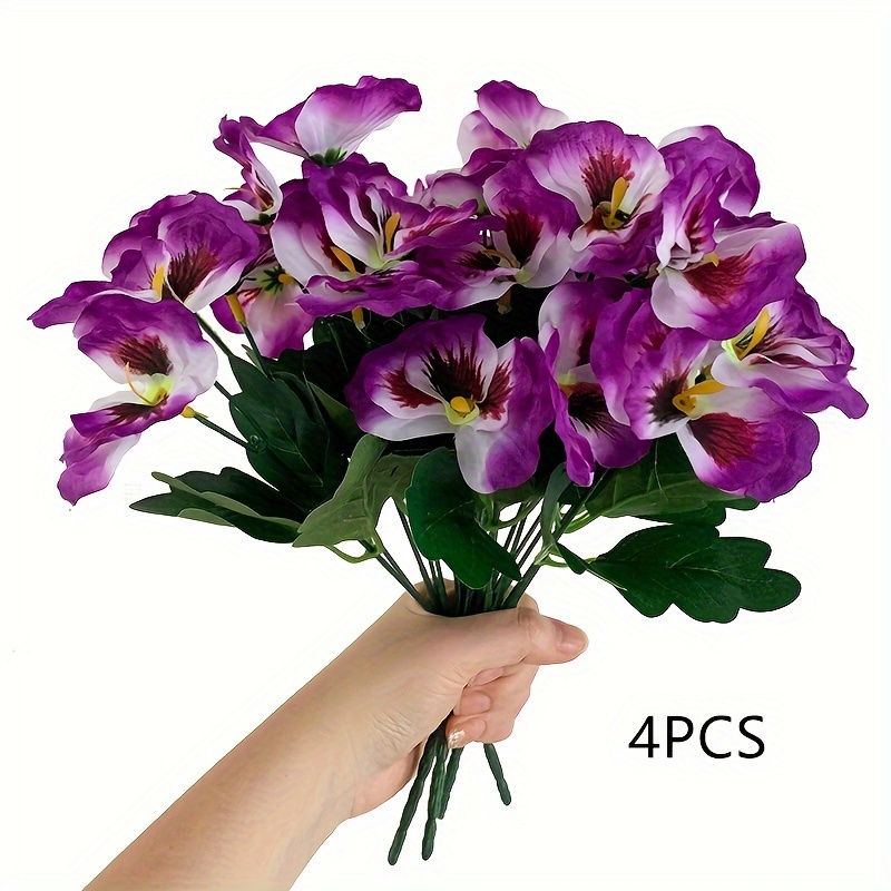 Artificial Pansy Flowers Outdoors Uv Resistant Fake Pansy - Temu