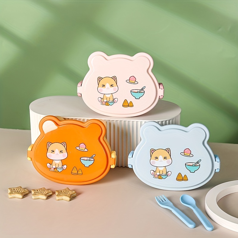 Lunch Box Useful Food-grade 3 Compartment Cute Cartoon Lunch