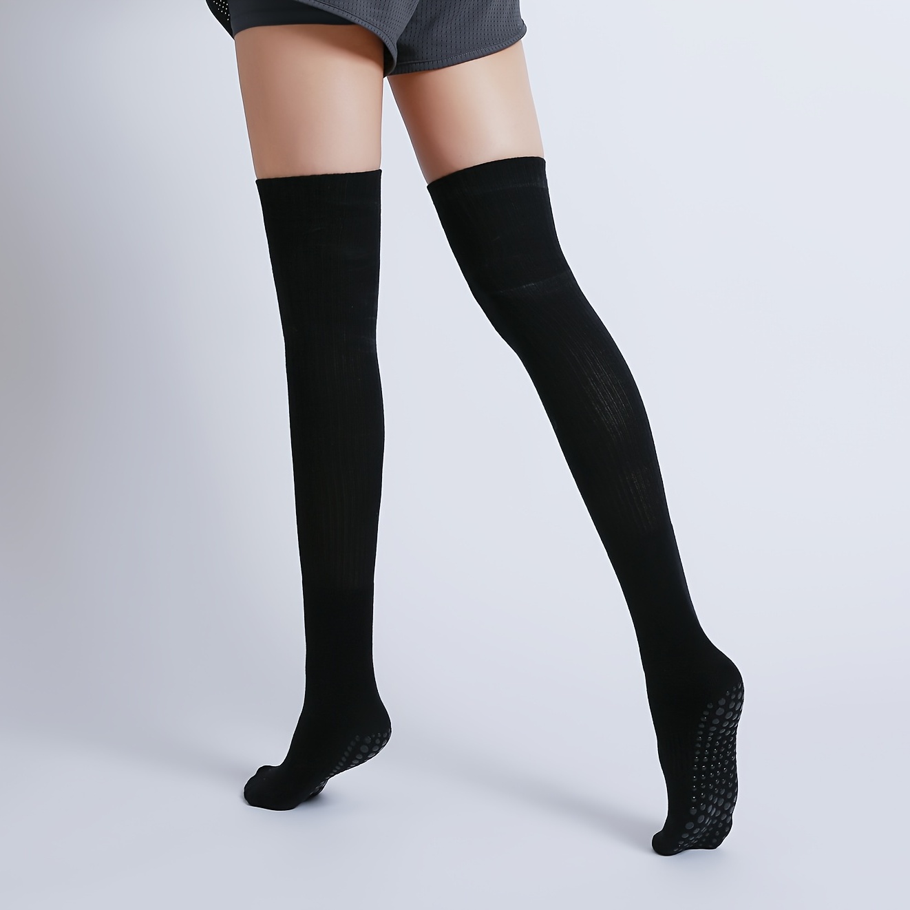 Black Pilates Grip High Socks