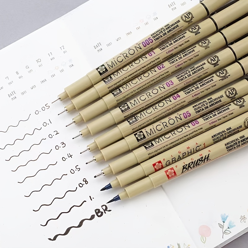 Micron Waterproof Drawing Pen Set - 10 Pens of different tips