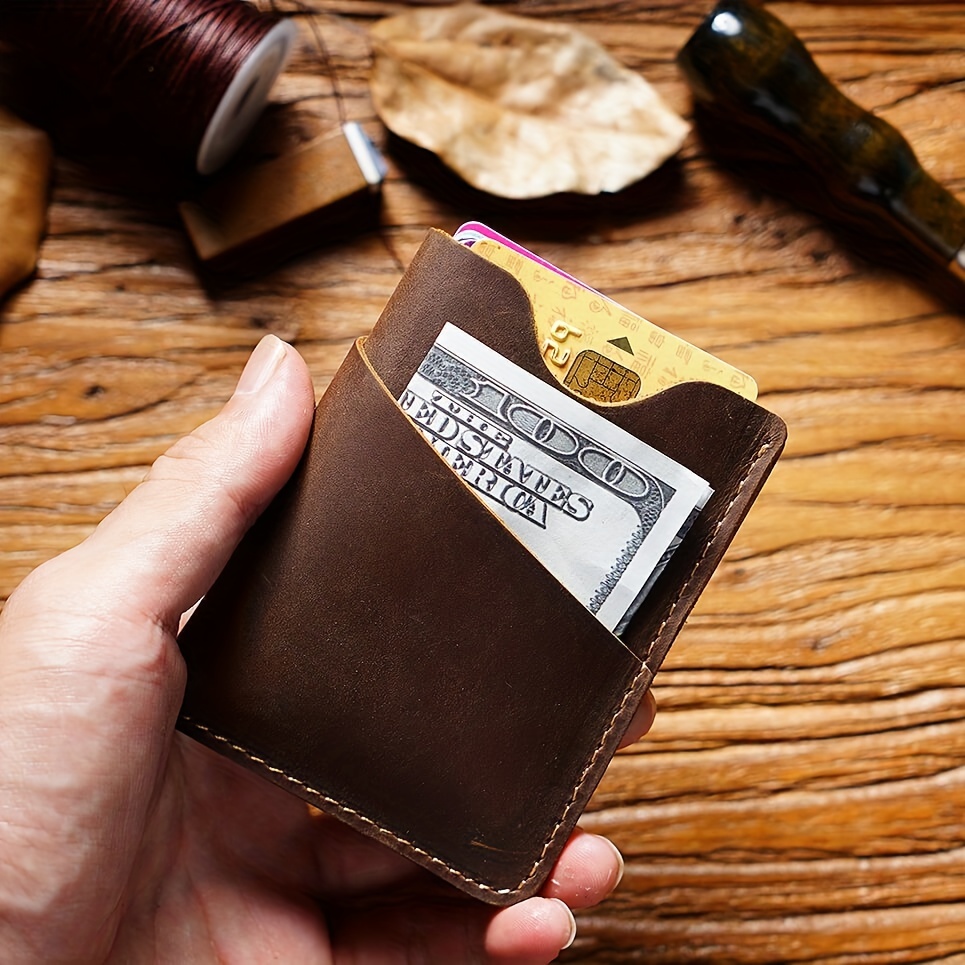 Thin Billfold Vintage Wallet Men Money Clips Genuine Leather Clamp for Money  Holder Credit Card Case Cash Clip 12 Card Pocket