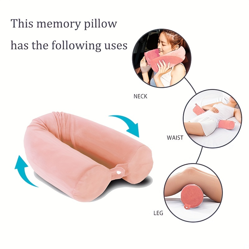 Twist Memory Foam Travel Pillow for Neck, Chin, Lumbar and Leg Support - Neck  Pillow for Traveling on Airplane - Best for Side, Stomach and Back Sleepers  - Adjustable, Bendable Roll Pillow 