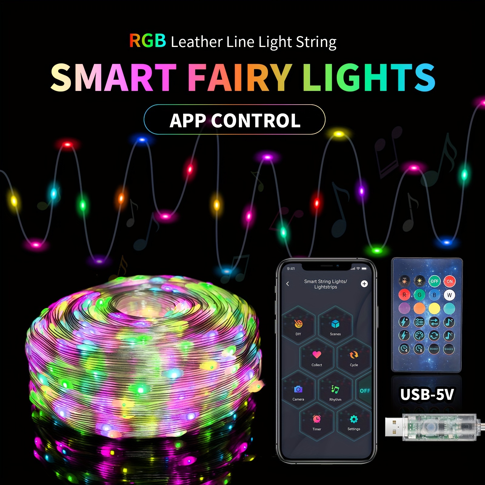 YUGAM USB RGB Smart Fairy Strip String Lights Smart Control Music Sync –  YUGAMSHOP