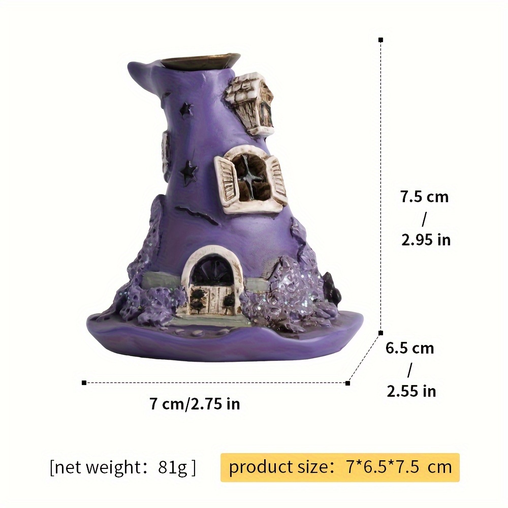 1pc Creative Witch Hat Resin Incense Holder With Sandalwood Flow - Gothic House Design, Star & Crystal Accents, Decor For Home, Office, Halloween, Spiritual Home Decor