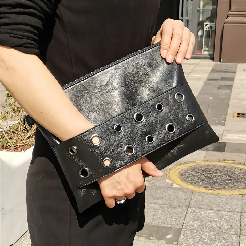 Women's Black PU Envelope Mini Bag