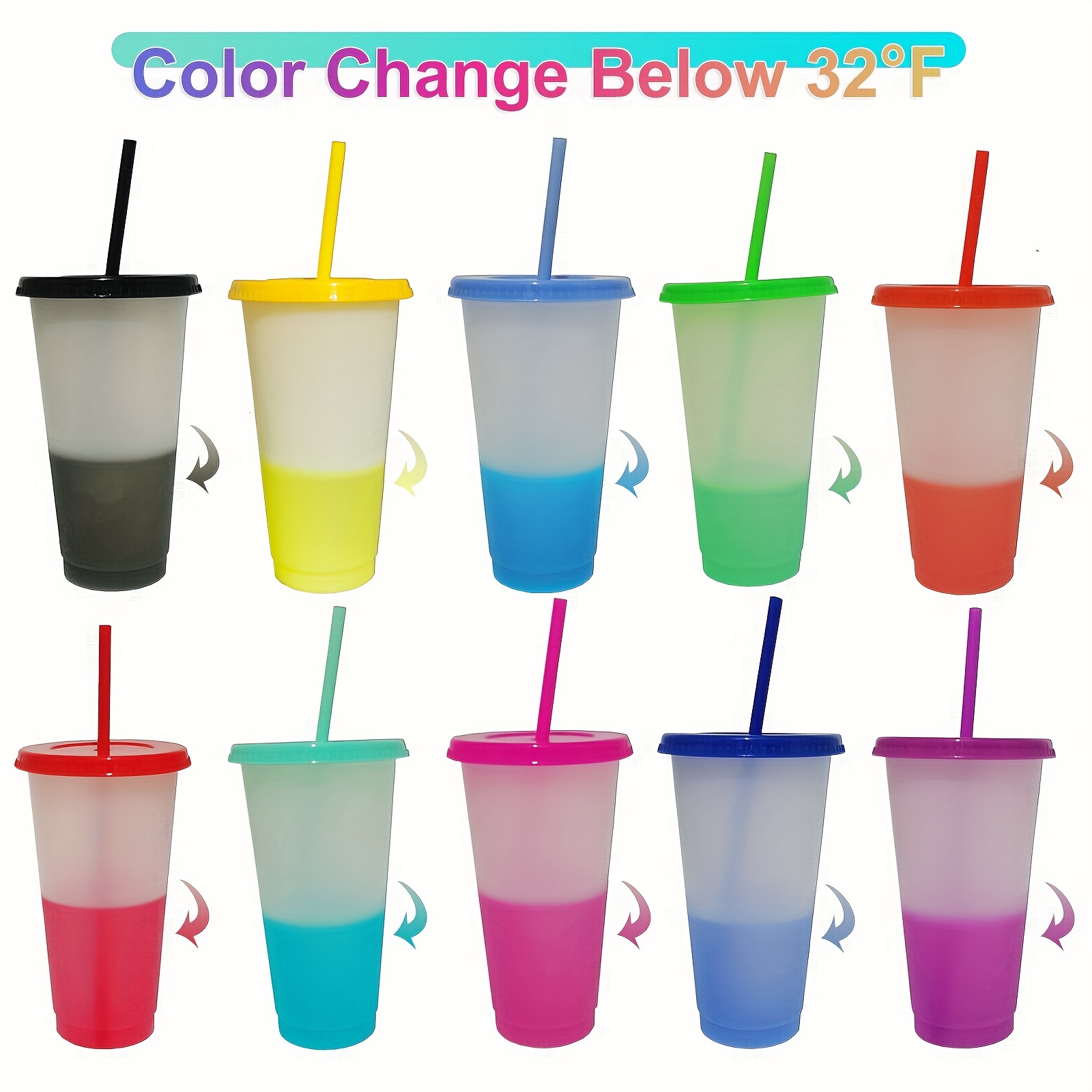 Christmas Tumbler Cup with Lid and Straw Magical Color Changing holds 24 oz  of Ice Cold Coffee and Drinks
