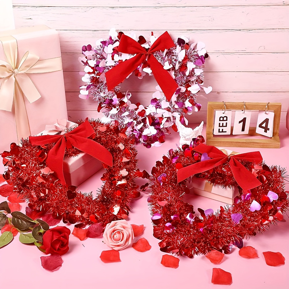 Red Heart Shaped Wreath Valentine's Day Decor Wreath Wedding - Temu