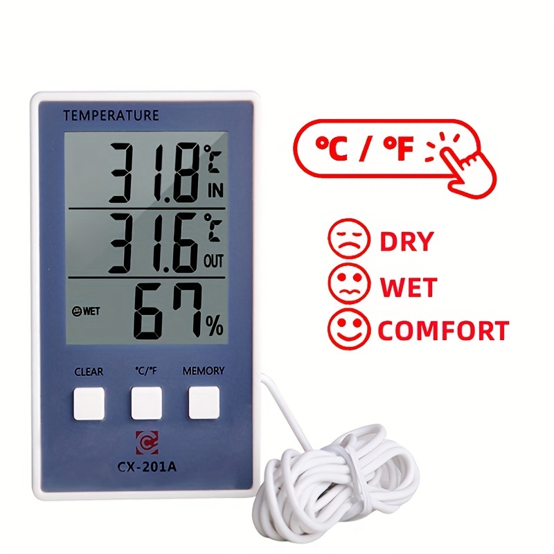 Accurate Digital Thermometer Hygrometer Lcd Display Probe - Temu