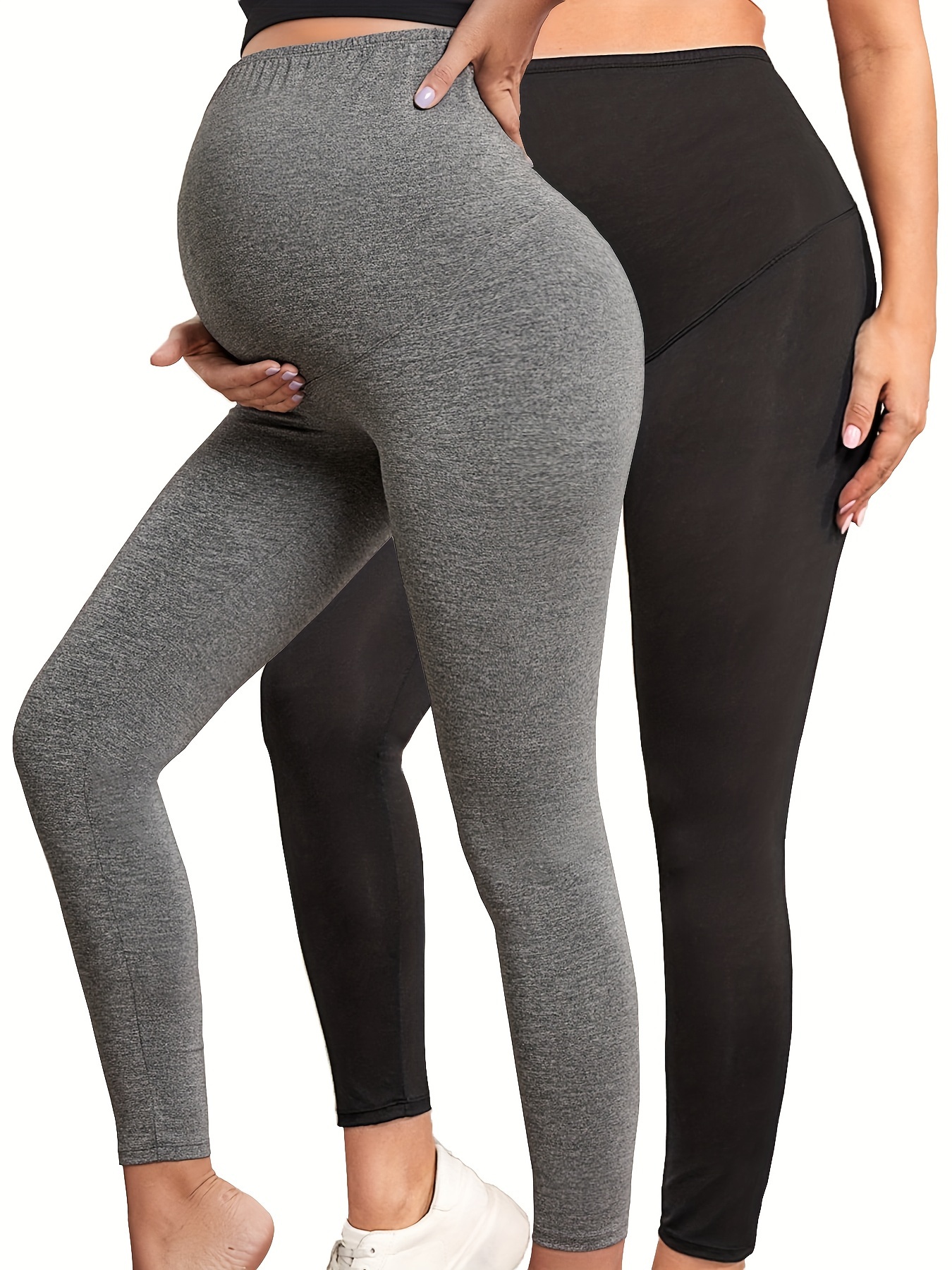 Women's Maternity Solid Leggings Slim Fit Medium Stretchy - Temu