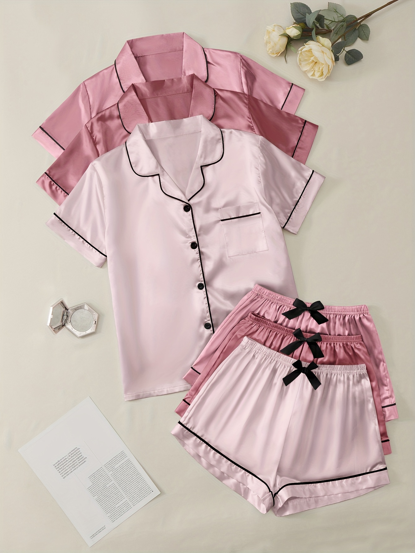 Powder pink silk pajama set
