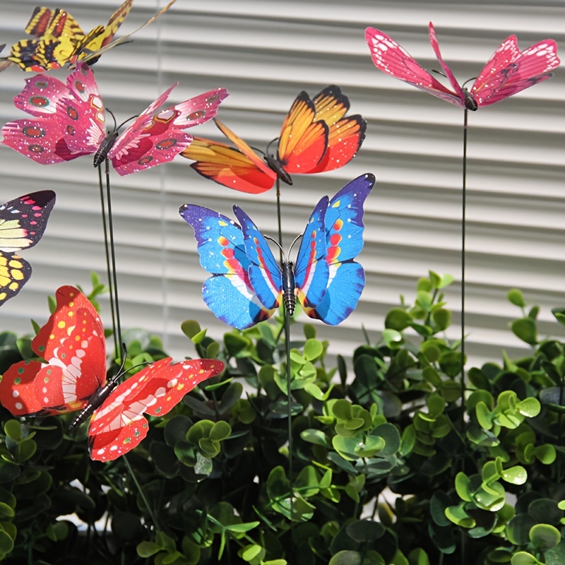 7cm Colorful Two Layer Feather Butterfly Stakes Garden Decoration Outdoor  Fairy Garden Fake Butterflies Flower Pots Decor WLY BH4688 From  Besgohouseware, $2.15