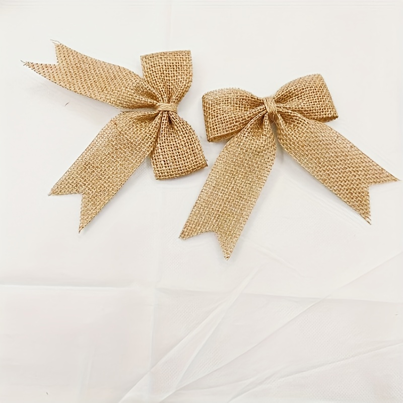 7 Pcs Burlap Bows Bow Tie Ornaments Handmade Rustic Bowknot Wedding Decor  Embellishments For Diy Craft Decoration