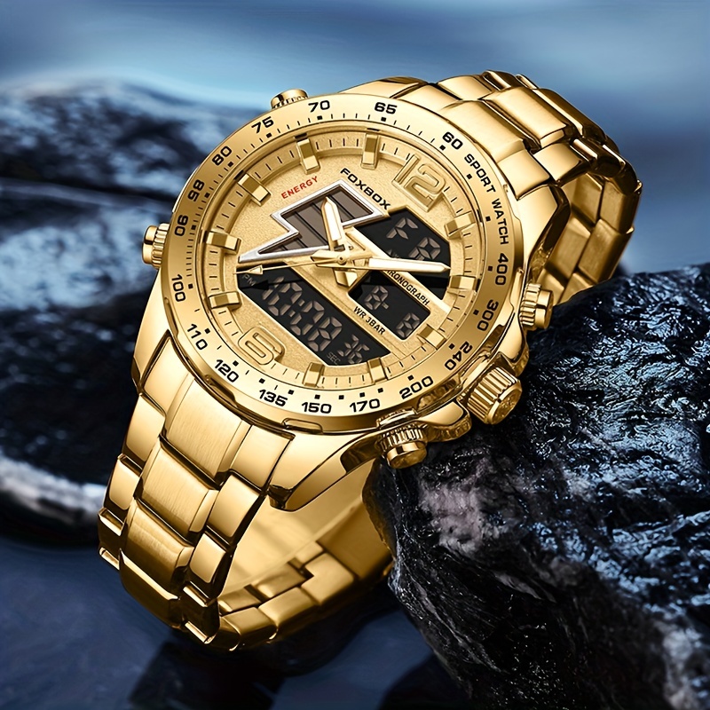 Lige デュアルディスプレイ腕時計メンズトップブランドの高級メンズ 