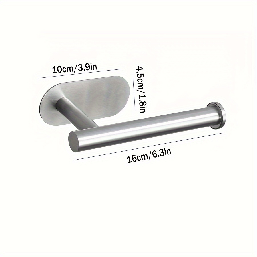 Adhesive Toilet Paper Holder, Wall Mount Toilet Towel Hanger, Stainless  Steel Paper Roll Rack With Two Adhesive Towel Hooks, For Kitchen Bathroom  Food Cabinet Washroom - Temu