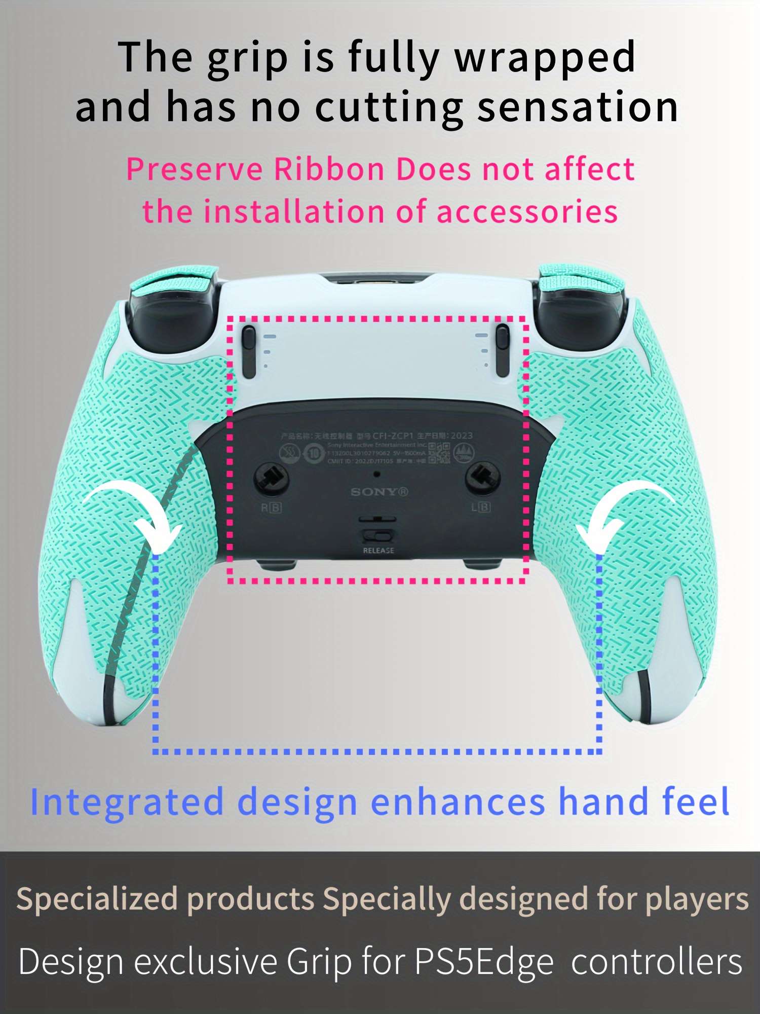 Controller Grips Compatible with Playstation 5 DualSense Edge, Anti-Slip,  Sweat-Absorbent, Textured Skin kit, for PS5 Controllers Handle Grips
