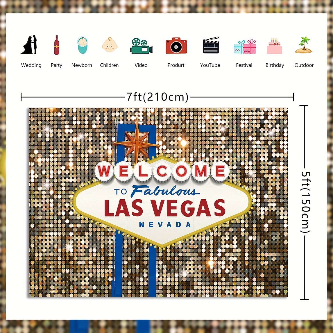 Las Vegas Party Backdrop For Birthday Decorations Welcome To Las