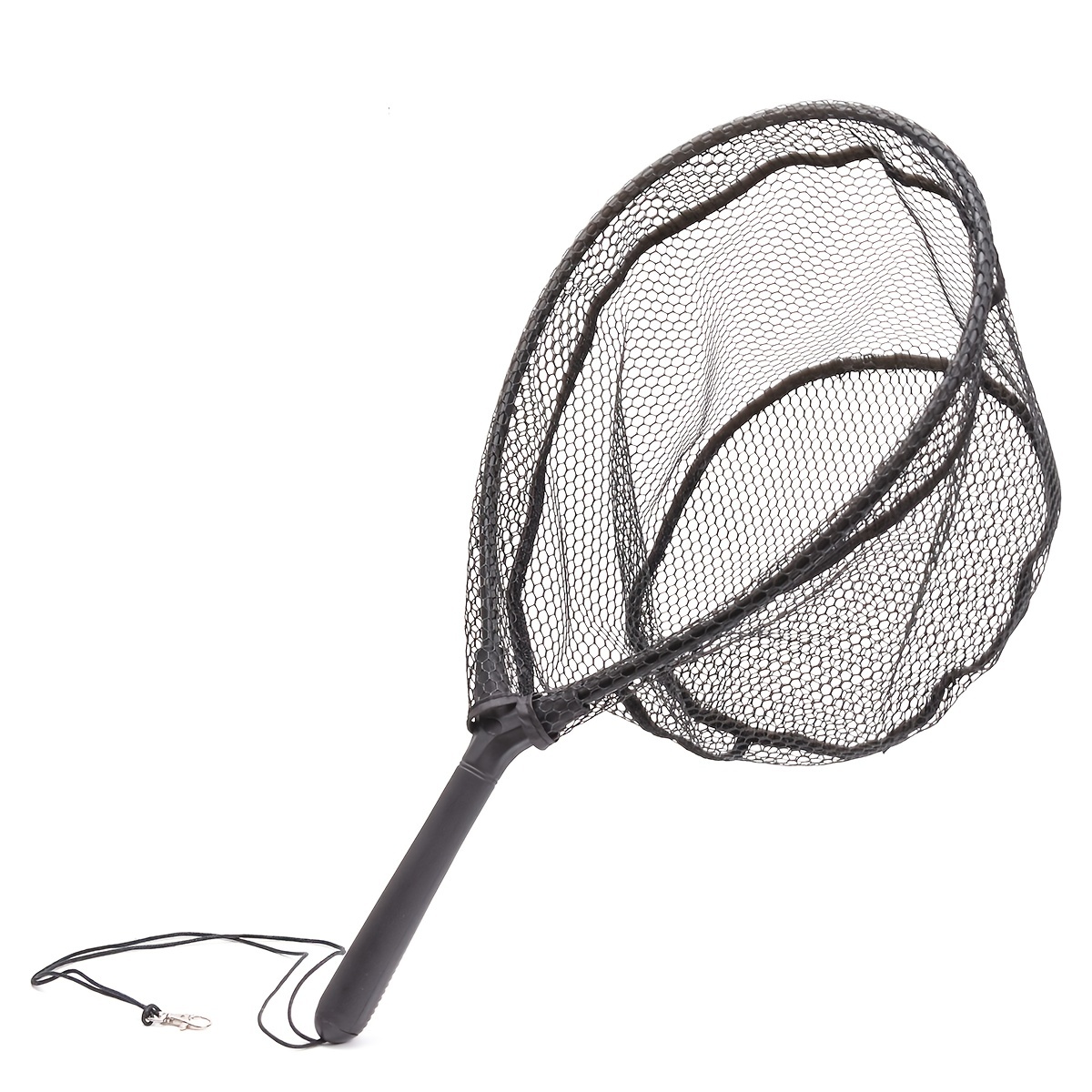 Durable Rubber Fishing Landing Net, Portable Nylon Fishing Net With  Non-slip Handle For Freshwater Saltwater