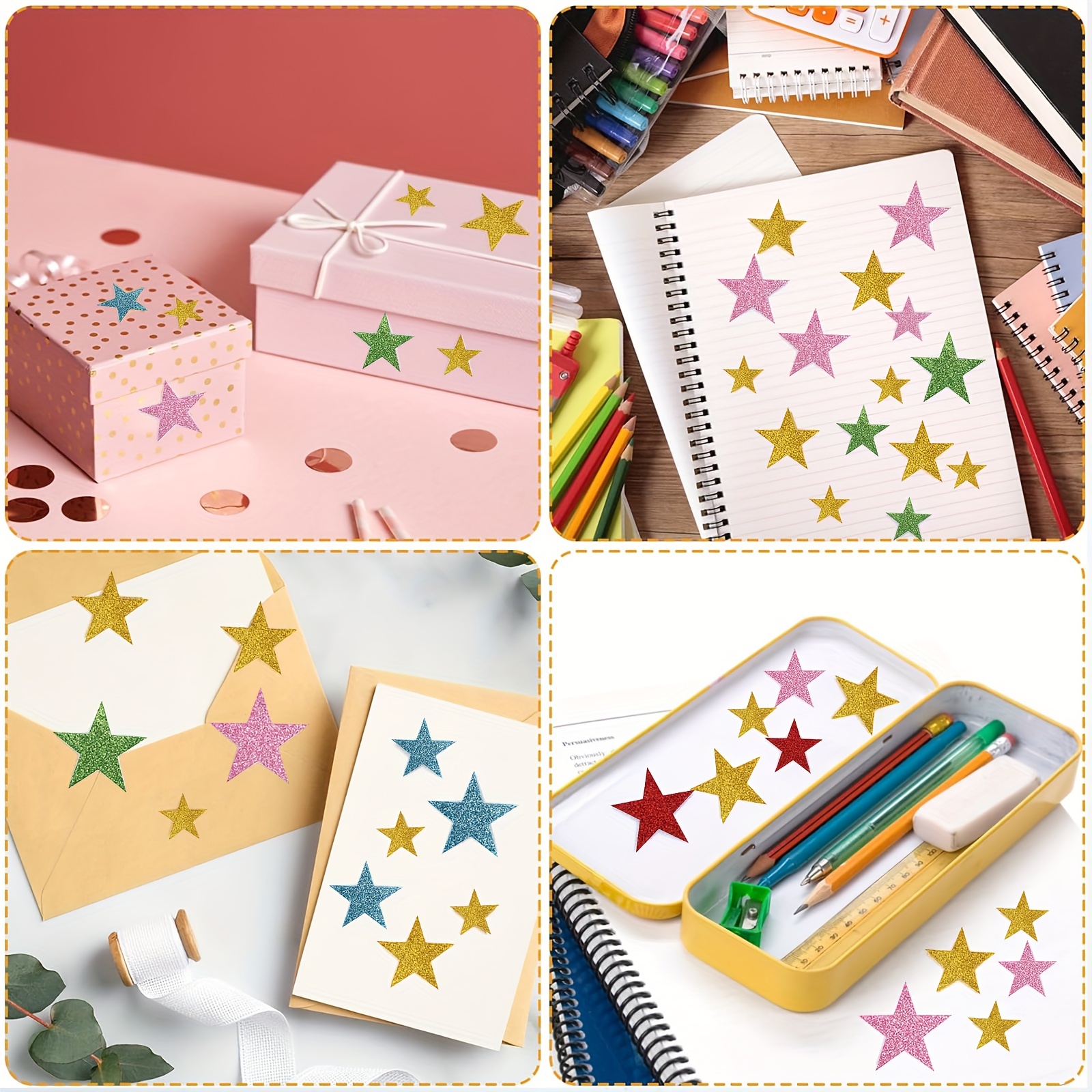 50Pcs Tricolor Mix Color Glitter Foam EVA Star Stickers Children