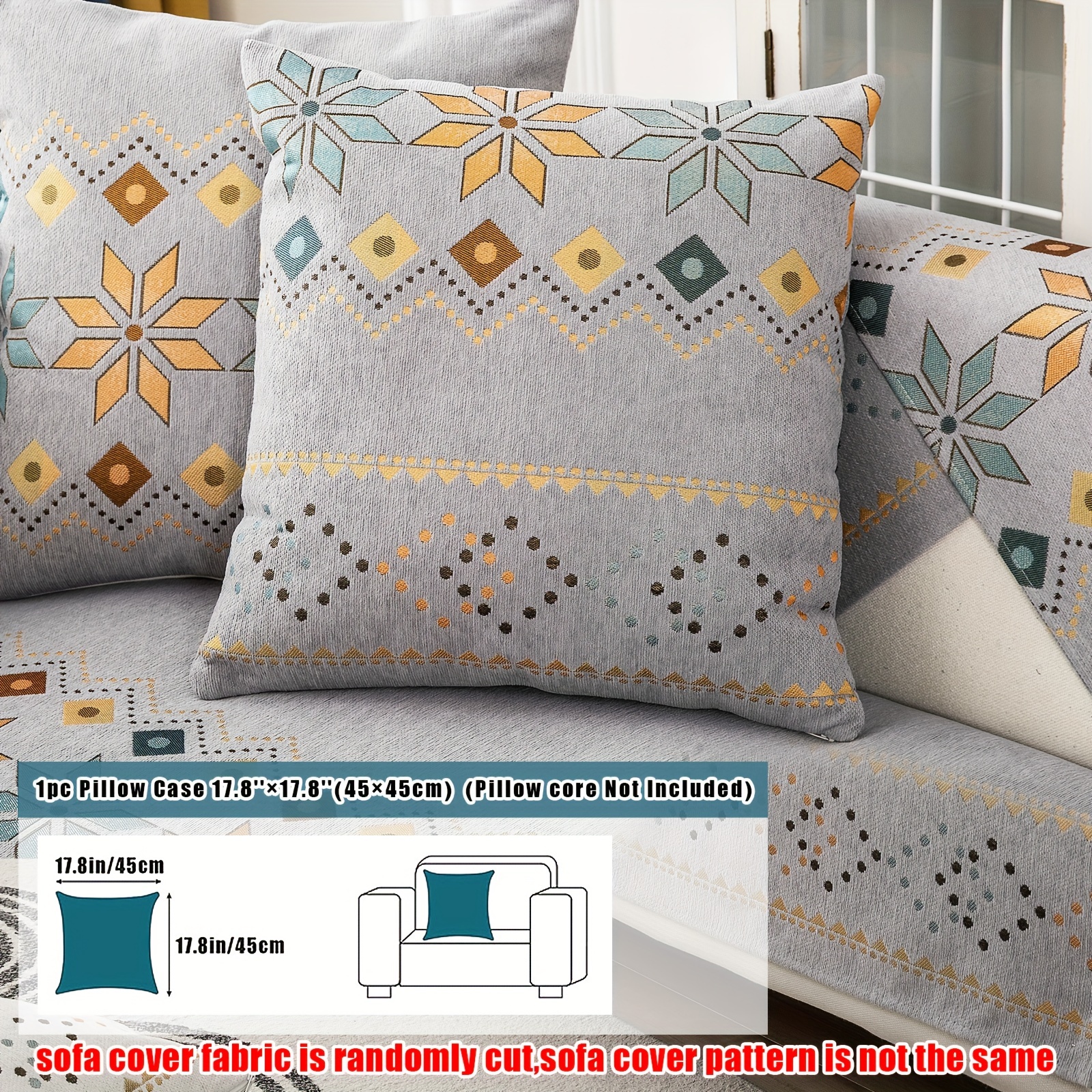 Bohemia Chenille Sofa Cover Geometric Embroidery Sofa - Temu