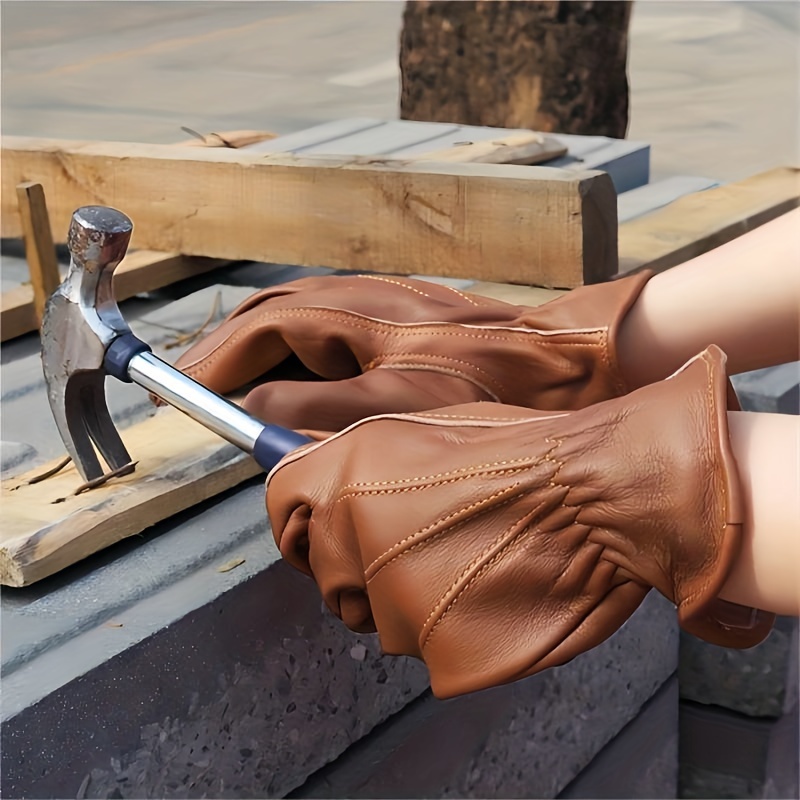 Leather Work Gloves, Leather Gloves For Men And Women, Extremely Soft And  Thin Goatskin Work Gloves, Gardening Gloves For Outdoor Yard Garden - Temu