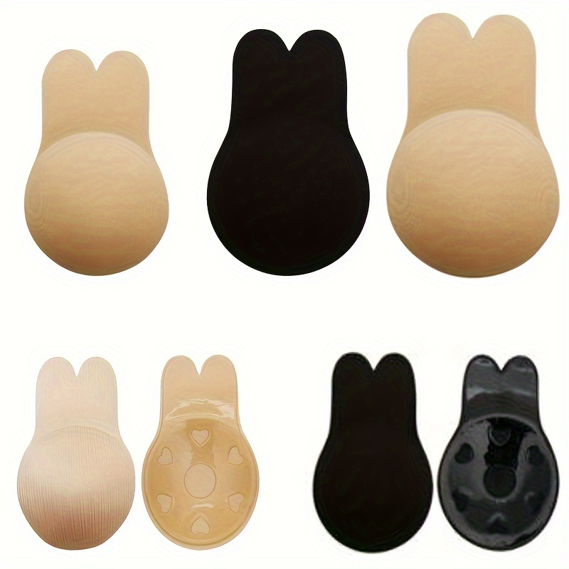 Silicone Invisible Breast Stickers, Breathable Rabbit Ear Bra Cups, Wireless Adhesive Bra Accessories in Various Colors and Models, Hand Washable or Dry Clean, No Print Design, Comfortable Undergarment, Playful Underwear, Flexible Underwear
