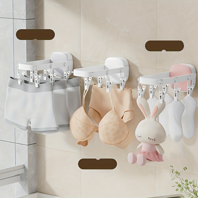 Household Drying Racks Socks Multi-Clips Punch-free Hanging on The Wall  Wall Hanging Folding Balcony