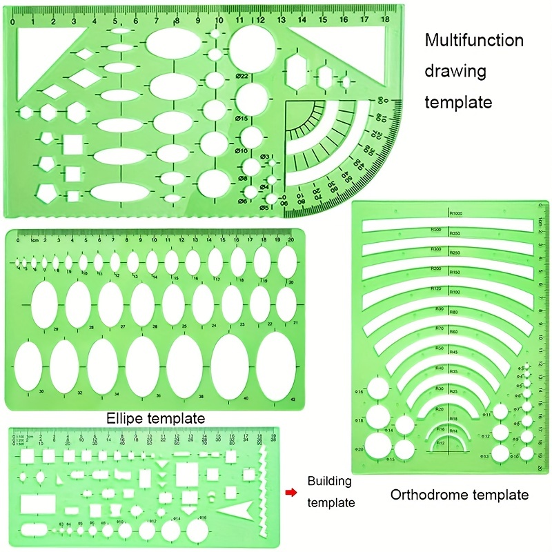 Geometric Drawings Templates Measuring Rulers Plastic - Temu