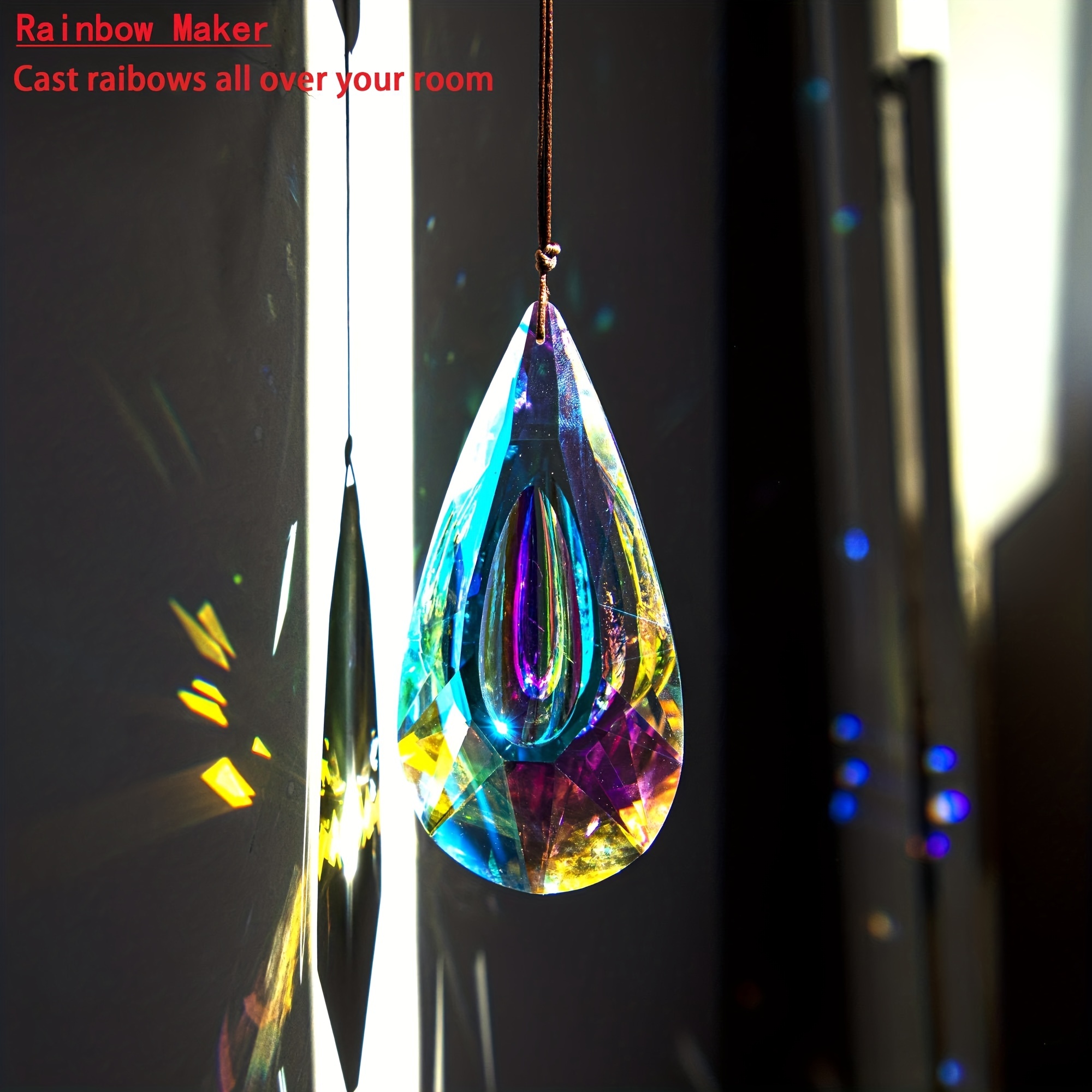 H & D – prisme paon en cristal coloré 76mm, attrape-soleil, fabricant de  pendentifs arc-en-ciel, prismes en cristal suspendus pour fenêtres, cadeau