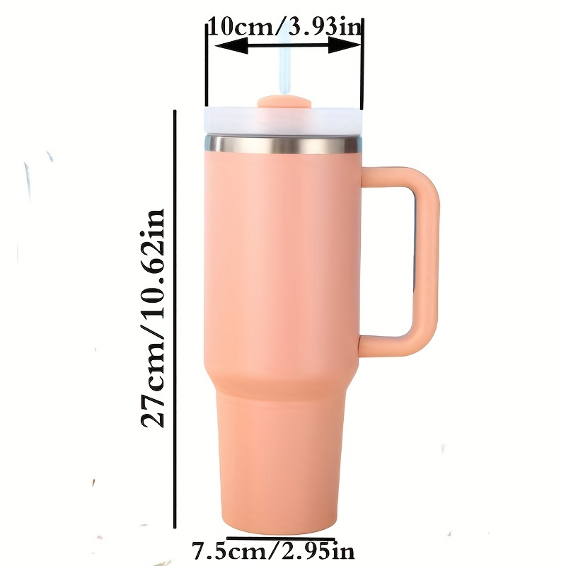 1pc 40oz Large Capacity, Double-layered, Vacuum-insulated Stainless Steel  Travel Mug With Rose Quartz Spray Paint, 304 Inside & 201 Outside For