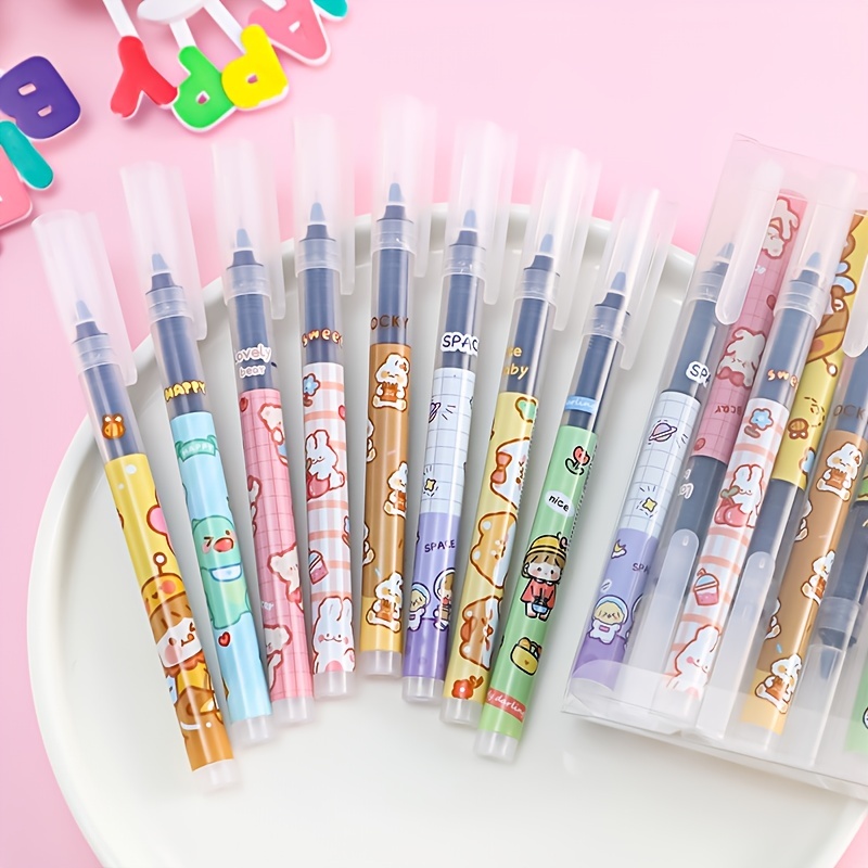 Cartoon Cute Gel Pens Funny Pen Quick Drying Black Ink Pen - Temu