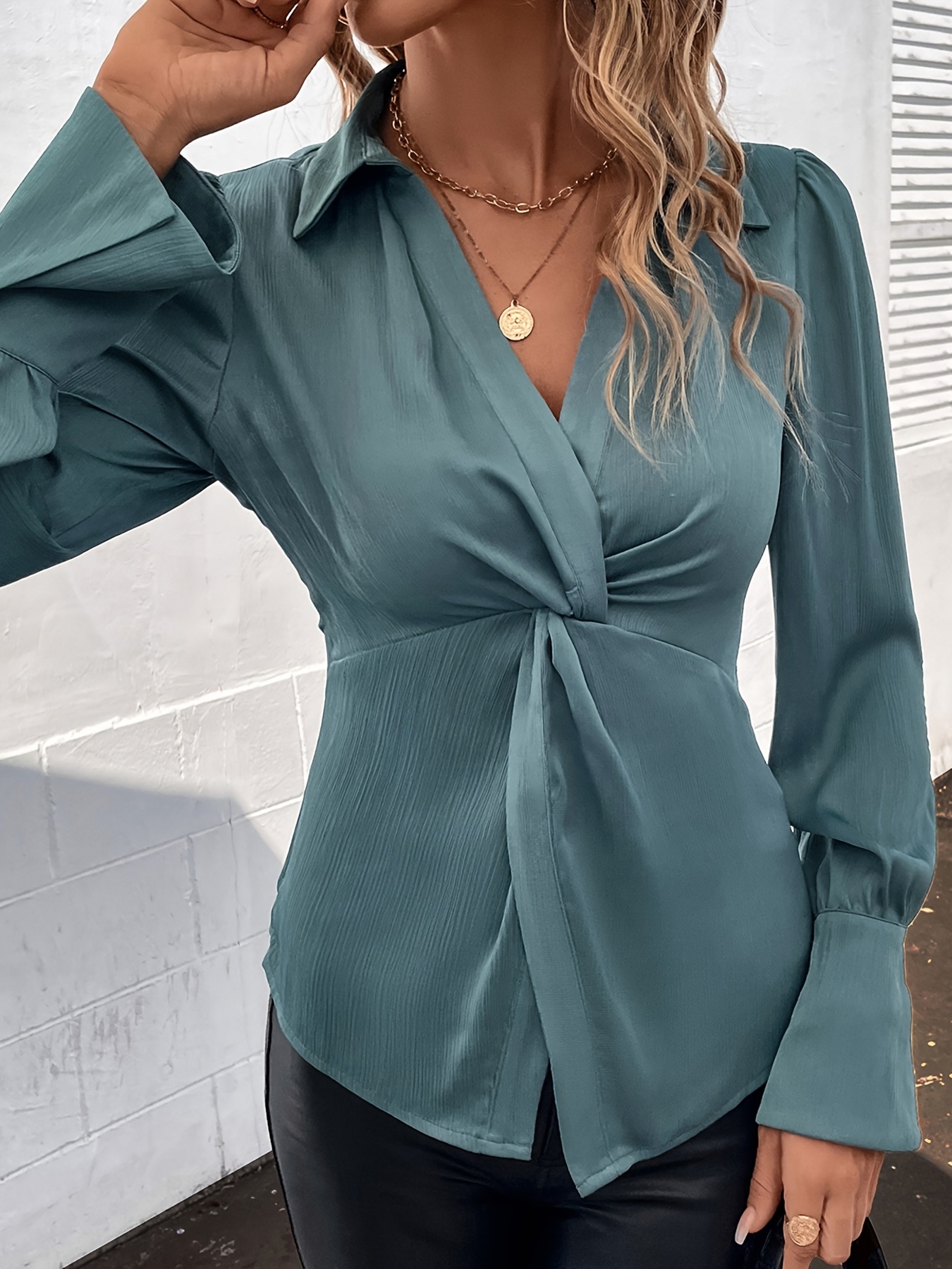 Blusa Cruzada Para Mujer Temu