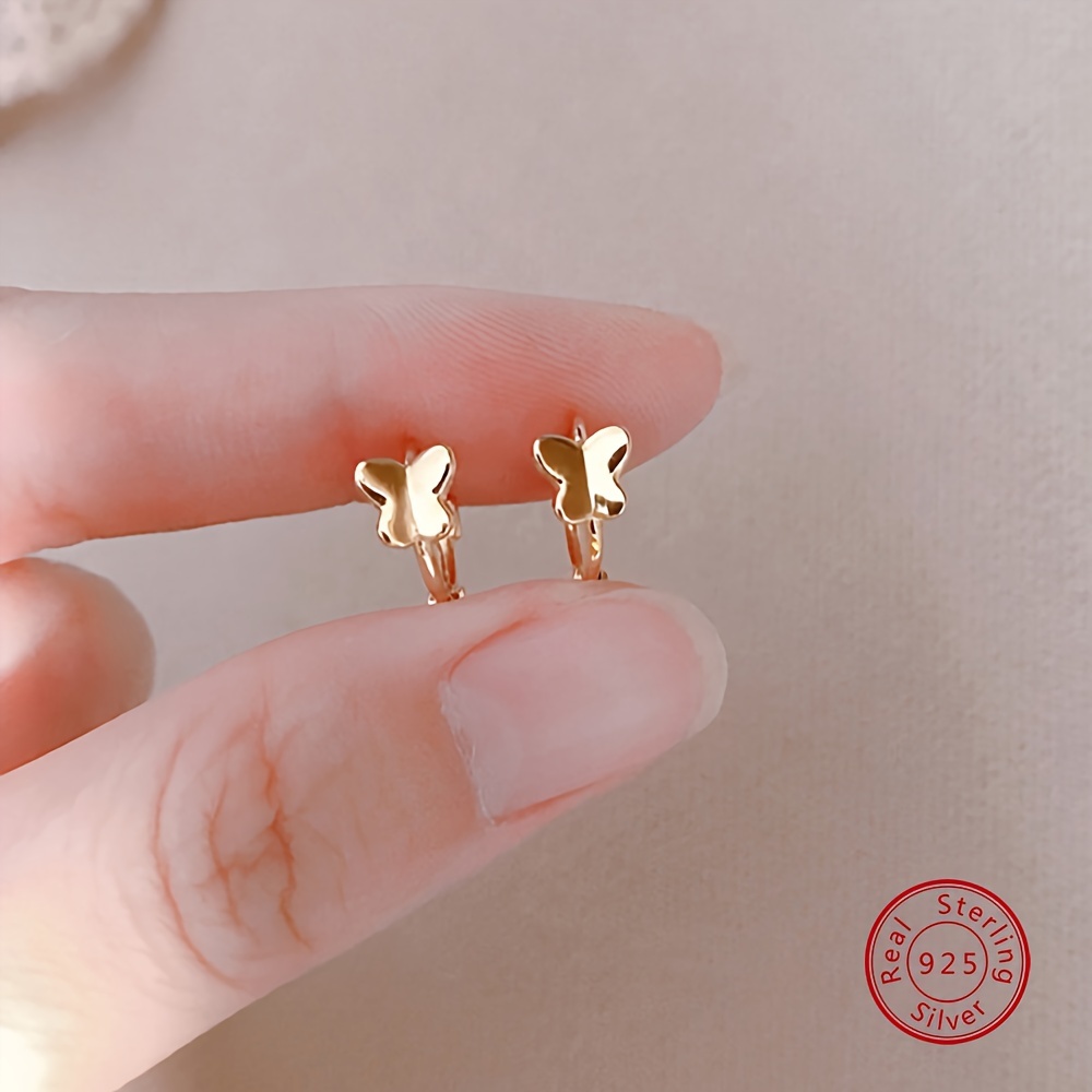 

Elegant 18k Golden Plated 925 Sterling Silver Ear Hoops, Cute Animal Theme, Daily & Gift , Valentine's Day Jewelry Gift, All Fit