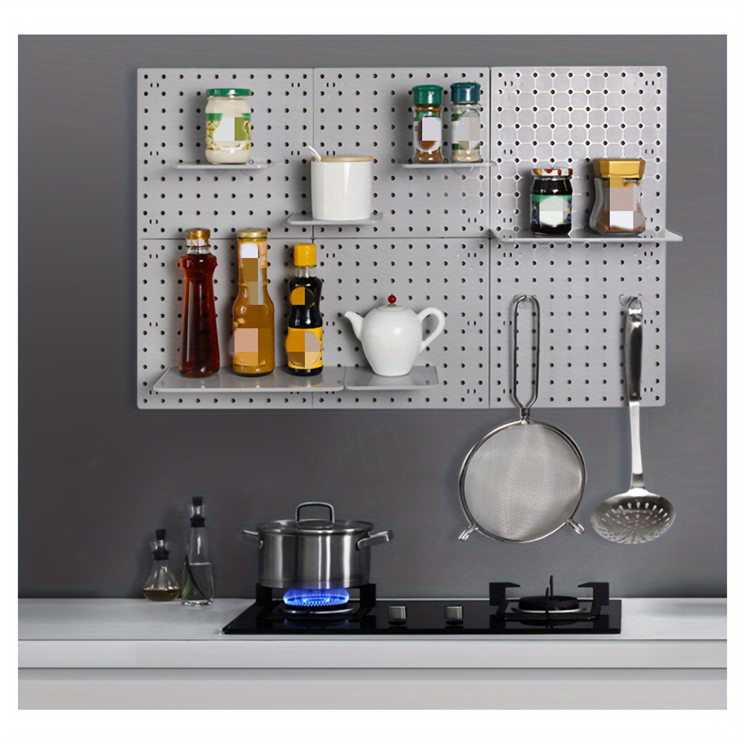 1pc Plastic Storage Pegboard Organizer With Hooks For Kitchen