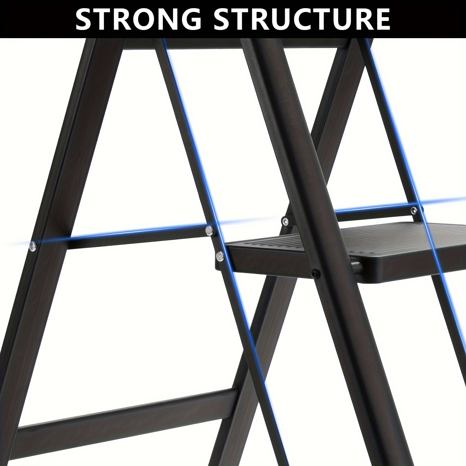 2-stufiger Hocker, klappbare Stufenleiter Mini-Stahl-Trittleitern  Anti-Rutsch-stabile Stufen Breites Pedal mit tragbarem Griff Leicht für  Heimküche Büro 25