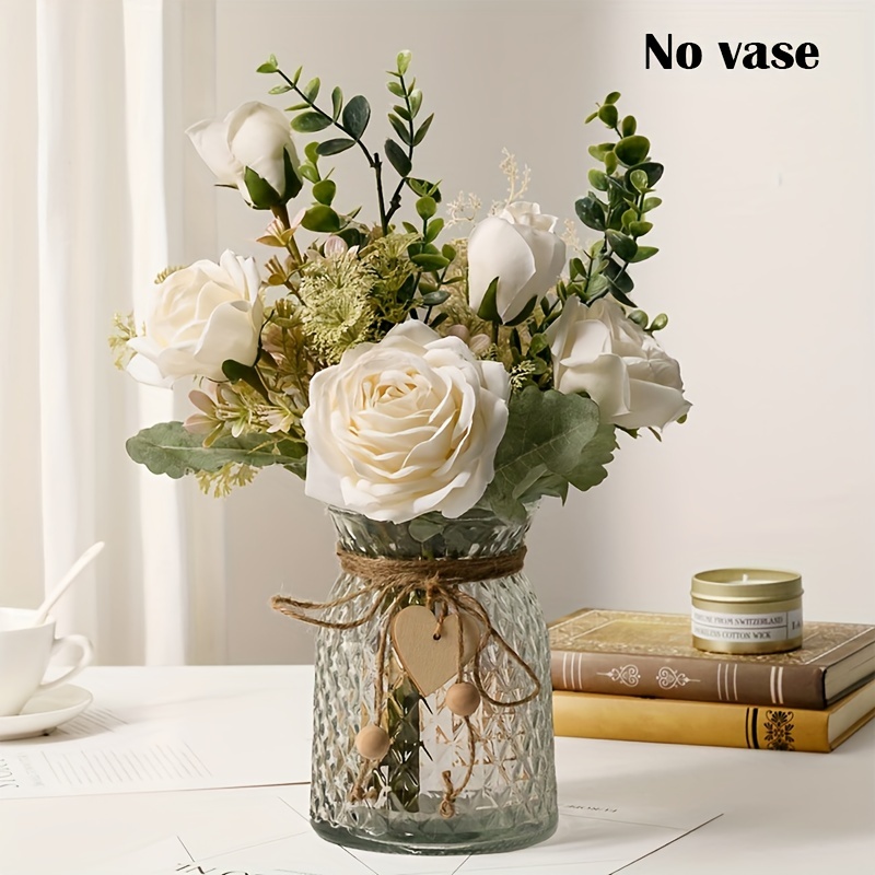 

Ensemble de fausses fleurs, roses en soie artificielles, arrangement de fleurs artificielles adapté pour la décoration de la maison ou du bureau, centre de table pour la salle à manger
