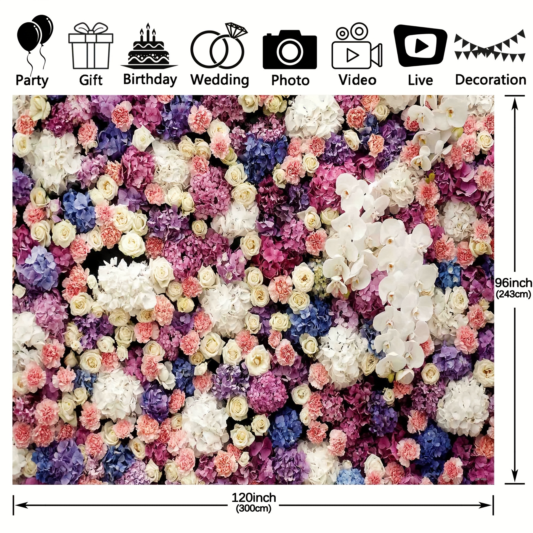 Pink Rose Flower Wall Backdrops Wedding Birthday Floral Theme Party  Background