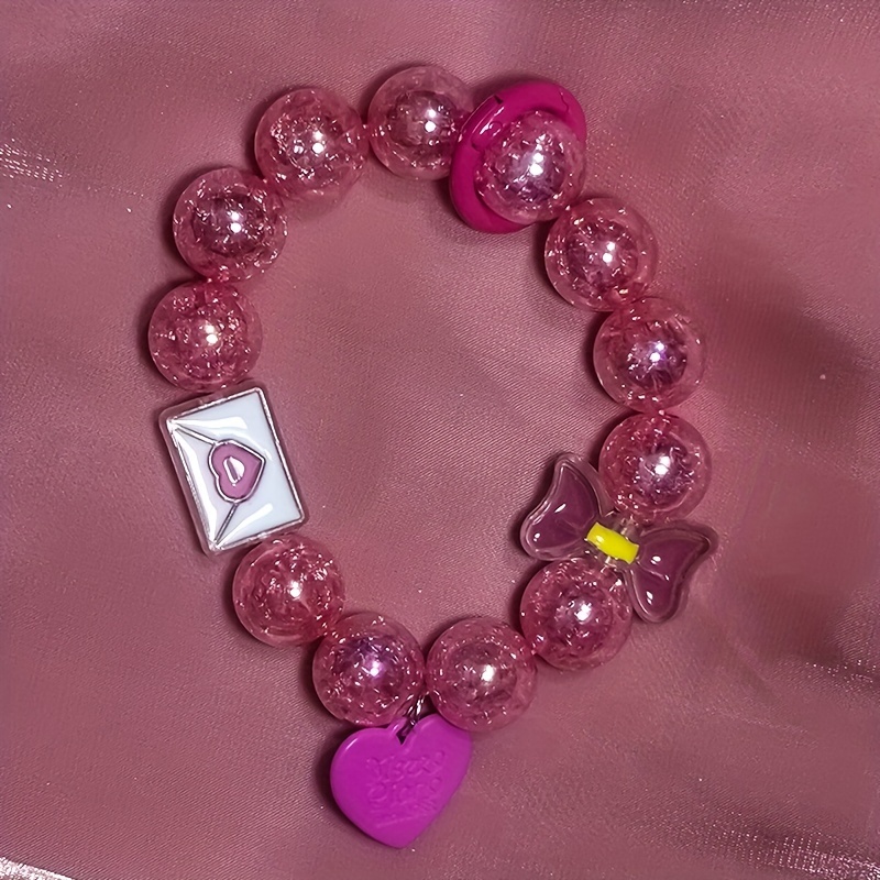 Hot Pink Bow Beaded Bracelet